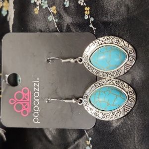 Paparazzi Silver & Turquoise Earrings